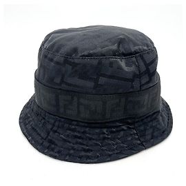 *[Used] FENDI Zucca Bucket Hat Hat Nylon Unisex Black Black