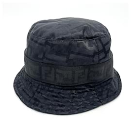 Fendi-*[Used] FENDI Zucca Bucket Hat Hat Nylon Unisex Black-Black