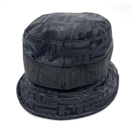 Fendi-*[Used] FENDI Zucca Bucket Hat Hat Nylon Unisex Black-Black