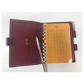 Hermès-HERMÈS: "Vision Mini" Diary + Silver Serling Pen 925-Dark red