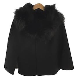 Fendi-FENDI Coat / 40 / cashmere 100 / BLK / With fur / Cape-Black