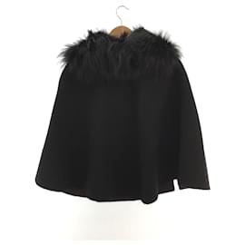Fendi-FENDI Coat / 40 / cashmere 100 / BLK / With fur / Cape-Black