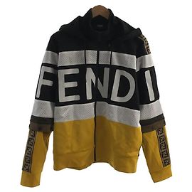 FENDI Multicolor Acetate Sweatshirt / Zip Hoodie / M / Polyester / BLK Black