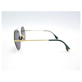 Fendi-FENDI EYELINE FF SUNGLASSES 0194/S GOLDEN STEEL GOLDEN SUNGLASSES-Golden