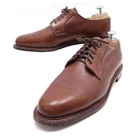 Paraboot-NINE PARABOOT DERBY SHOES 6.5 40.5 BROWN GRAINED LEATHER NEW SHOES-Brown