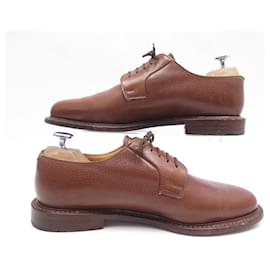 Paraboot-NINE PARABOOT DERBY SHOES 6.5 40.5 BROWN GRAINED LEATHER NEW SHOES-Brown