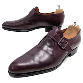 JM Weston-JM WESTON DERBY FLORA SHOES 529 LOAFERS WITH BUCKLE 8E 42 L LEATHER SHOES-Dark red