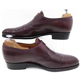 JM Weston-JM WESTON DERBY FLORA SHOES 529 LOAFERS WITH BUCKLE 8E 42 L LEATHER SHOES-Dark red