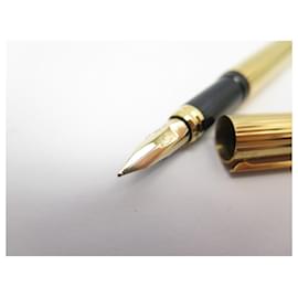 St Dupont-ST DUPONT FEATHER PEN WITH CARTRIDGES PLAQUE OR DORE GOLD PLATED FOUNTAIN PEN-Golden