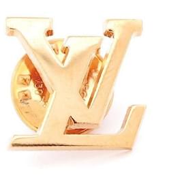 Louis Vuitton-NOVA JÓIA BROCH LOUIS VUITTON PIN'S INICIAIS LV METAL OURO BROCHE-Dourado