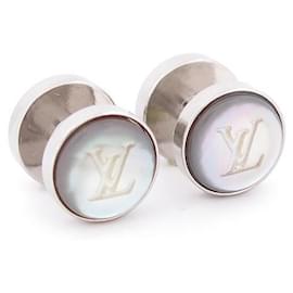 Louis Vuitton-LOUIS VUITTON CUFFLINKS IN PEARL AND STEEL PALLADIE CUFFLINKS-Silvery