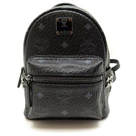 NEW MCM STARK BEBE BOO BACKPACK IN STUDDED VISETOS CANVAS BACKPACK BAG Black