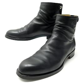 Hermès-HERMES BOOTS CHELSEA BOOTS 44 BLACK LEATHER CLOU DE SELLE LOW BOOTS-Black