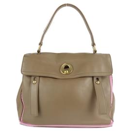 [Occasion] YVES SAINT LAURENT Yves Saint Laurent Muse To Sac Cuir Toile Marron Rose Marron Rose