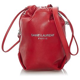 Borsa a secchiello in pelle Teddy rossa di Saint Laurent Rosso