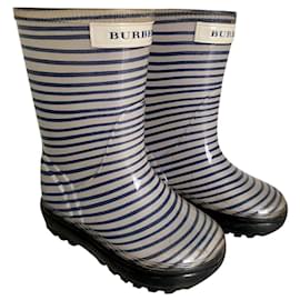 Burberry-bottes-Bleu,Blanc cassé