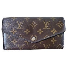 Louis Vuitton Sarah Wallet Brown Linen Brown