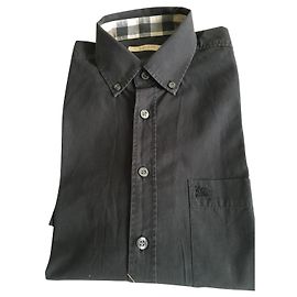 Burberry Kurzarmhemd Schwarz Baumwolle M Schwarz
