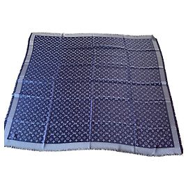 Louis Vuitton Monogram Shine Shawl Blue Silver Silvery Blue