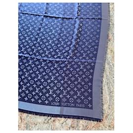 Louis Vuitton-Chal Monograma Brillo-Plata,Azul