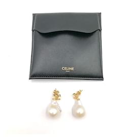 Céline-Céline Baroque Maillon Triomphe earrings in cultured pearl and gold-tone stud-White