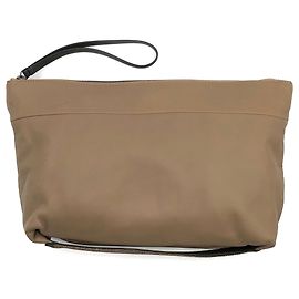 Pochette Brunello Cucinelli in pelle color talpa e cinturino con perline argento Marrone Beige