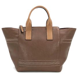 Bolsa Brunello Cucinelli em couro marrom com contas Monili bronze Marrom