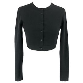Alaïa Alaia cropped cardigan in black wool blend with full sleeves Black