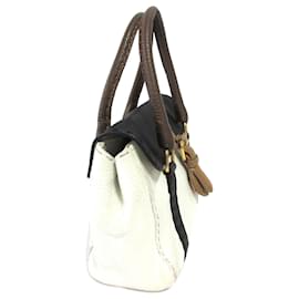 Fendi-Sac à main en cuir Fendi Mini Selleria Linda blanc-Noir,Blanc