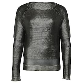 Tom Ford Metallic-Strickpullover aus silberner Seide Silber