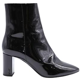 Saint Laurent-Saint Laurent Lou 85 Boots in Black Patent Leather-Black