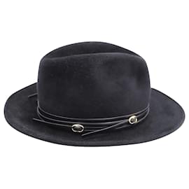 Autre Marque-Philip Treacy Fedora Hat in Black Wool-Black