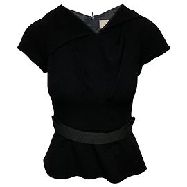 Peter Pilotto Schößchen-Top aus schwarzer Wolle Schwarz