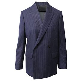 Céline Celine Two-Button Pinstripe Blazer in Navy Blue Wool Blue Navy blue