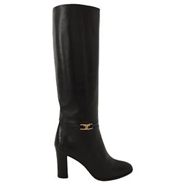 Botas de cuero negro Céline Claude Negro