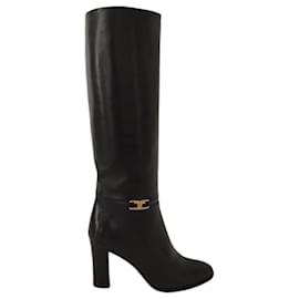 Céline-Céline Claude black leather boots-Black