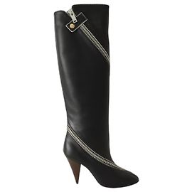 Bottes Céline Zip Nappa cuir noir Noir