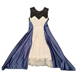 Autre Marque KOCHE Dress Black Blue and Eggshell Silk Polyester Black Blue Eggshell