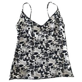 Chanel Silk Monogram and CC Pattern Top Black White Black White