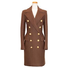*[Used] Balmain Long P Coat Brown Size 34 Coat Brown Ladies Brown