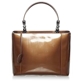 Dior-Dior Brown Malice Patent Leather Satchel-Brown