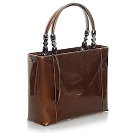 Dior-Dior Brown Malice Patent Leather Satchel-Brown