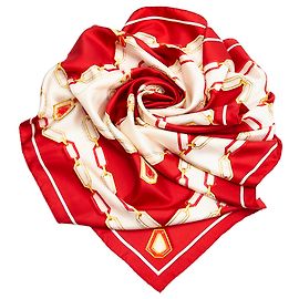 Bufanda de seda roja impresa Cartier Blanco Roja