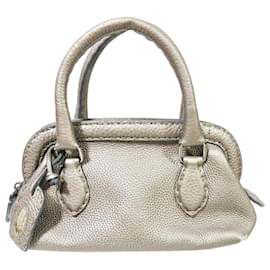 Fendi-Sac à main Fendi en cuir Selleria gris-Gris