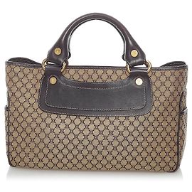 Céline Celine Brown Macadam Boogie Canvas Tote Brown Beige Dark brown
