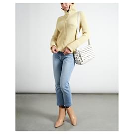 Bottega Veneta-Bottega Veneta Zip Front Mock Neck Sweater-White