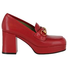 Gucci-Houdan Leather Platform Pump-Red