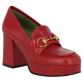 Gucci-Zapatos de tacón con plataforma de cuero Houdan-Roja