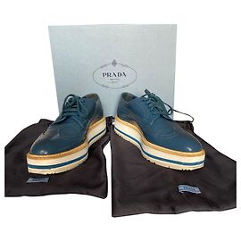 Derbies Prada Cuir Bleu Jean 36.5 Bleu clair