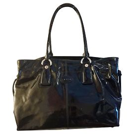 Tod's cabas/sac à bandoulière verni Noir Bijouterie argentée